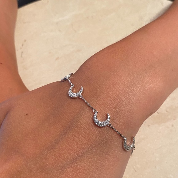 Sterling Silver RP CZ Crescent Bracelet - Picture 8 of 17